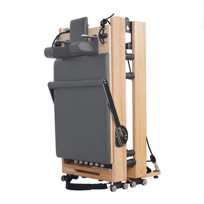 Oak Adjustable-Leg Foldable Pilates Reformer Gray