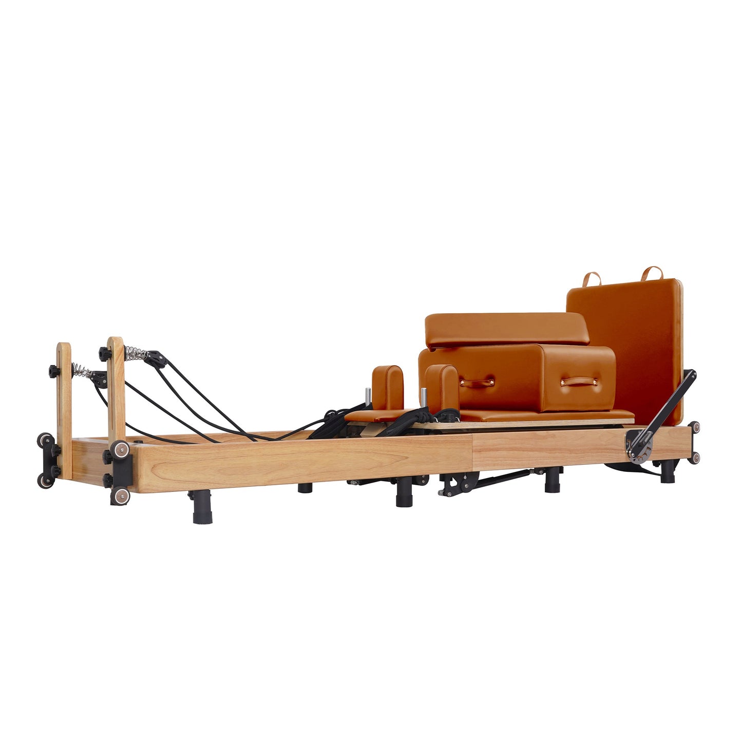 Oak Adjustable-Leg Foldable Pilates Reformer Orange