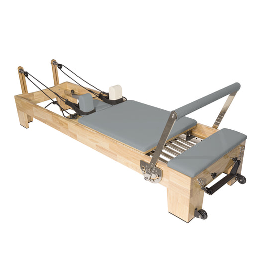 Klassischer Oak Pilates Reformer Grau