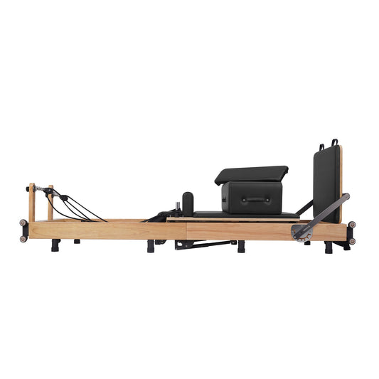 Oak Pilates Reformer mit verstellbaren Beinen, faltbar, Schwarz